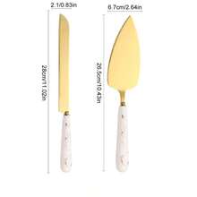 陶瓷珍珠柄不锈钢蛋糕切割服务套装 - 优质蛋糕抹刀、蛋糕铲、结婚刀、披萨刀、甜点叉 银色/金色/黑色 带礼盒