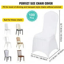 100Pcs Stretch Spandex Folding Chair Covers, Universal Fitted Chair Cover, Removable Washable Protective Slipcovers, For Wedding, Holiday, Banquet, Party, Celebration, Dining White - White - View 4