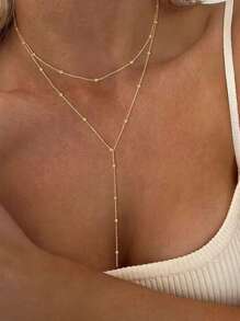 1只極簡風格圓珠女頸鏈，幾何形項鏈 - WY-528雙層項鍊 - 查看 2
