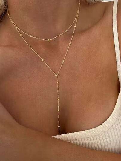 1只極簡風格圓珠女頸鏈，幾何形項鏈