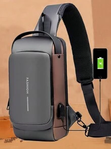 Multi-Function Anti-Theft Motorcycle Bag Men's Crossbody Bag Authentic Internet Celebrity Explosive Waterproof Crossbody Bag Magnetic Buckle Chest Bag Sling Bag Fanny Pack Bum Bag Waist Bag Back To School Students Commute With USB - Grey - View 1