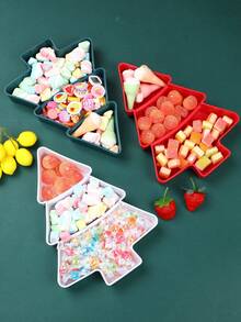 1Pc Christmas Tree Shape Plastic Divider Tray,Candy Snack Biscuit Dessert Dried Fruit Nut Tray,Home Table Decor,Birthday Party Gender Reveal Party Christmas Party Favorite Snack Tray,Christmas