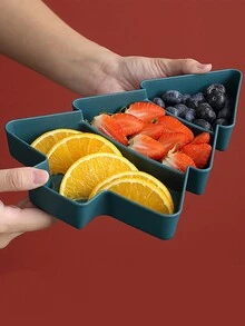1Pc Christmas Tree Shape Plastic Divider Tray,Candy Snack Biscuit Dessert Dried Fruit Nut Tray,Home Table Decor,Birthday Party Gender Reveal Party Christmas Party Favorite Snack Tray,Christmas