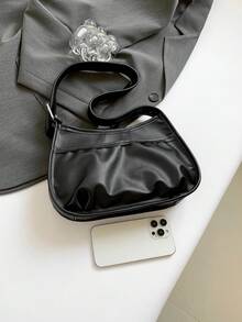 Hàng Mới 2024 Phong Cách Hàn Quốc Túi Yên Trăng Lưỡi Liềm Có Dây Đeo Rộng, Thiết Kế Độc Đáo, Túi Đeo Ngang Đa Năng Dành Cho Nữ - màu đen - Xem 7