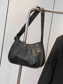 Hàng Mới 2024 Phong Cách Hàn Quốc Túi Yên Trăng Lưỡi Liềm Có Dây Đeo Rộng, Thiết Kế Độc Đáo, Túi Đeo Ngang Đa Năng Dành Cho Nữ - màu đen - Xem 6