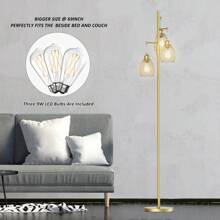 70英寸可调光落地灯，工业风落地灯，适用于客厅，金色树形灯罩，高挑造型，配有3个优雅水滴形灯罩和800流明LED灯泡，适用于客厅、卧室、办公室、餐厅。 - 金色 - 查看 4