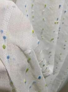 1 pieza de cortina de gasa tipo varilla con jacquard de puntos azules y verdes, para habitaciones infantiles, habitaciones de princesas, sala de estar, dormitorio, balcón, ventana de bahía, partición. No incluye varilla romana o riel.