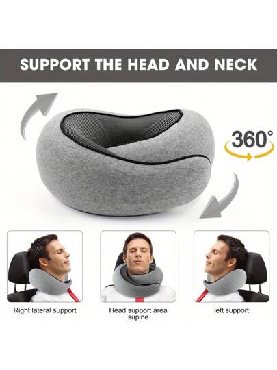 1pc, New Travel Kussen Zachte Cover, 100% Memory Foam Filling, Portable Shaped Neck Airplanes, Cars, Offices, Upright Sleeping Ergonomic Ultimate Com Support