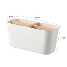 Storage boxes 1 pieza Soporte blanco para cepillos de dientes de baño con 5 ranuras, organizador de bambú para cepillos de dientes eléctricos, pasta de dientes, afeitadora en el mostrador, decoración de otoño para el hogar y el baño, de vuelta a la escuela - Blanco - Ver 10