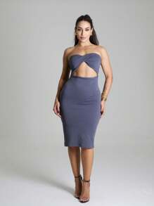 Women Midi Dresses - Xám - Xem 1