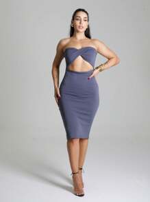 Women Midi Dresses - Xám - Xem 3