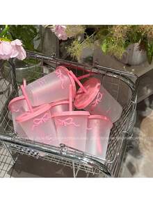 1 cốc có ống hút dung tích lớn mùa hè, cốc đựng đồ uống lạnh/cà phê di động có ống hút dùng trong xe hơi, nắp có ống hút nhiều màu sắc có thể tái sử dụng (Đo thủ công có thể có sai số 5-10mm, tùy thuộc vào sản phẩm thực tế) - Trong sáng - Xem 5