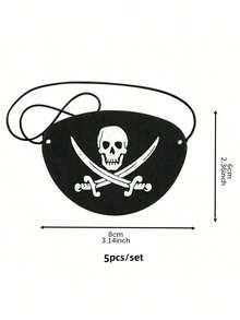 4pcs Classic Pirate Eye Mask - Black Skull Pattern For Halloween, Cosplay, And Parties - Multicolor - View 6