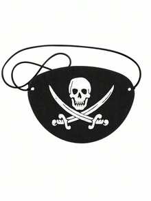 4pcs Classic Pirate Eye Mask - Black Skull Pattern For Halloween, Cosplay, And Parties - Multicolor - View 5