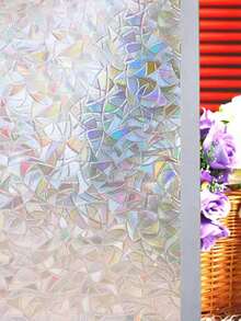 1pc Electrostatic Rainbow Semi-Transparent Nordic Style Glass Film With Laser Moon Crescent Pattern, Office Sandblasted Glass Window Film, Bathroom Anti-Peeping Privacy Sticker Home Bathroom Decor - Multicolor - View 7