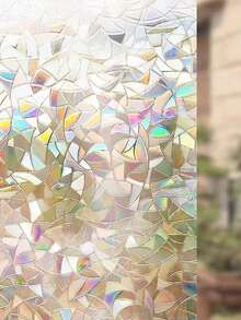 1pc Electrostatic Rainbow Semi-Transparent Nordic Style Glass Film With Laser Moon Crescent Pattern, Office Sandblasted Glass Window Film, Bathroom Anti-Peeping Privacy Sticker Home Bathroom Decor - Multicolor - View 6