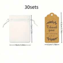 30 Pcs Premium Clear Organza Bags, White Wedding Gift Bags, Jewelry Gift Bags, For Party, Jewelry, Christmas, Holiday, Bathroom Soaps, Cosmetic Organza Gift Packing Supplies, Drawstring Gift Bags - Multicolor - View 9