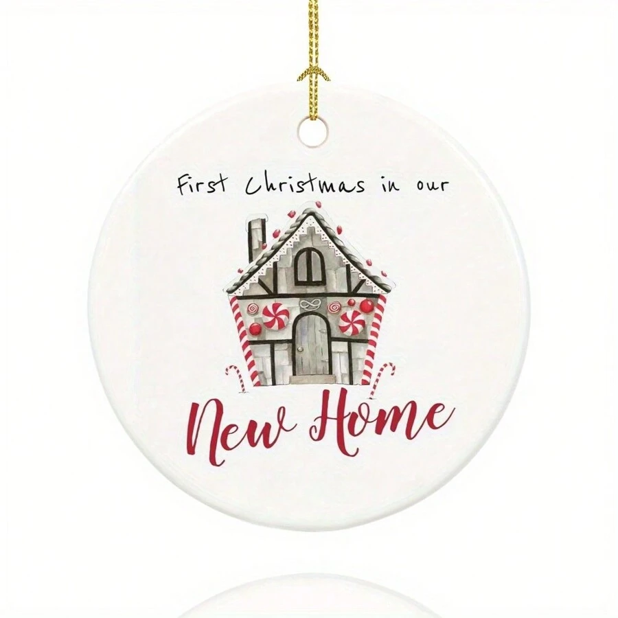 1PC New Home Ornament,First In Our New Home, First Home Ornament,Hanging New House Tree Decorations Home Decor Christmas Decorations Room Decor Christmas - White - View 1