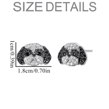 Creative Personality Shining Black And White Rhinestone Cute Shih Tzu Pet Stud Earrings For Women Exquisite Cartoon Puppy Animal Jewelry Accessories Gift For Mother, Wife, Daughter, Girl