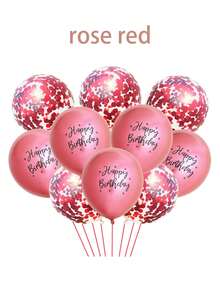 10入組 12英寸印刷Happy Birthday氣球，多彩氣球套裝適用於婚禮裝飾、生日派對裝飾、週年慶祝和聖誕裝飾(顏色：金色、銀色、玫瑰金色、藍色、綠色、紫色、粉紅色)；包括隨機顏色的絲帶 - 彩色 - 查看 6