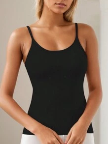 Camisola negra sin espalda con almohadilla incorporada para sujetador para mujeres, versión larga