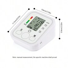 Monitor de presión arterial en el hogar, monitor de presión arterial en el brazo con soporte digital inteligente preciso, USB y 4 pilas AAA ajustable en manguito de brazo, gran pantalla LCD - blanco