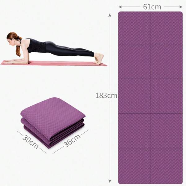 1 Peça Tapete de Yoga Pilates Dobrável para Viagens Fácil de Levar para Aula, Praia, Parque, Piqueniques - Espessura de 6mm