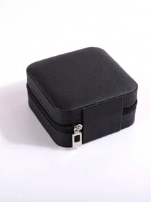 1pc Fashionable Portable Travel Jewelry Box, Exquisite Synthetic Leather High Water Resistance Surface, Mirror Jewelry Case, Suitable For Daily Jewelry Storage Or Traveling With Accessories, Gift For Women And Girls