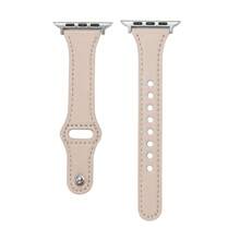Apple Watch Band Compatible With Apple Watch Series 5/6/7/8, T-Buckle Leather Strap - Apricot - View 4