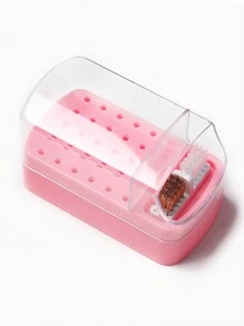 1pc 30-Hole Nail Drill Bit Cleaning & Storage 2-In-1 Nail Drill Bit Box, Cleaning Powder Display Box - Multicolor - View 3