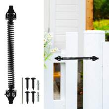 Cerrador de puerta para reja de 8 pulgadas, resorte de cierre automático universal para rejas de metal resistente a la oxidación, cerrador automático de puerta pesado para puertas de madera - Negro - Ver 2