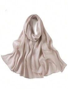 1pc Sparkling Metallic Women Hijab Minimalist Shawl Scarf Solid Color Scarf Women Wrap Accessories Women Abaya Accessories Veiled Clothes