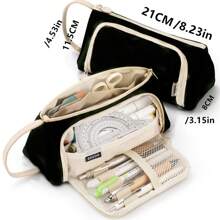 Tragbare Federtasche, Stifteetui mit großer Kapazität, multifunktionaler Stifthalter, süßes Lernwerkzeug, Aufbewahrungstasche für Büro und Schule, Geschenk für Makeup-Sammlung, Schreibtischorganizer / Federtasche mit großer Kapazität, Schülermäppchen, Stiftaufbewahrung, Schulmaterialien, Stiftbehälter, Stifte-Taschen, Büromaterialien, Schulmaterialien, Vielfunktions-Stifteetui, Große Federmäppchen, Taschen, Bürostifte, Schulsachen - 21 cm * 11,5 cm * 8,5 cm - Übersicht 2