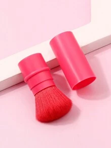 1入可攜式可縮式黑色腮紅化妝掃，柔軟掃頭，適用於底妝與腮紅，適合日常妝容和旅行補妝 - 玫紅色 - 查看 2