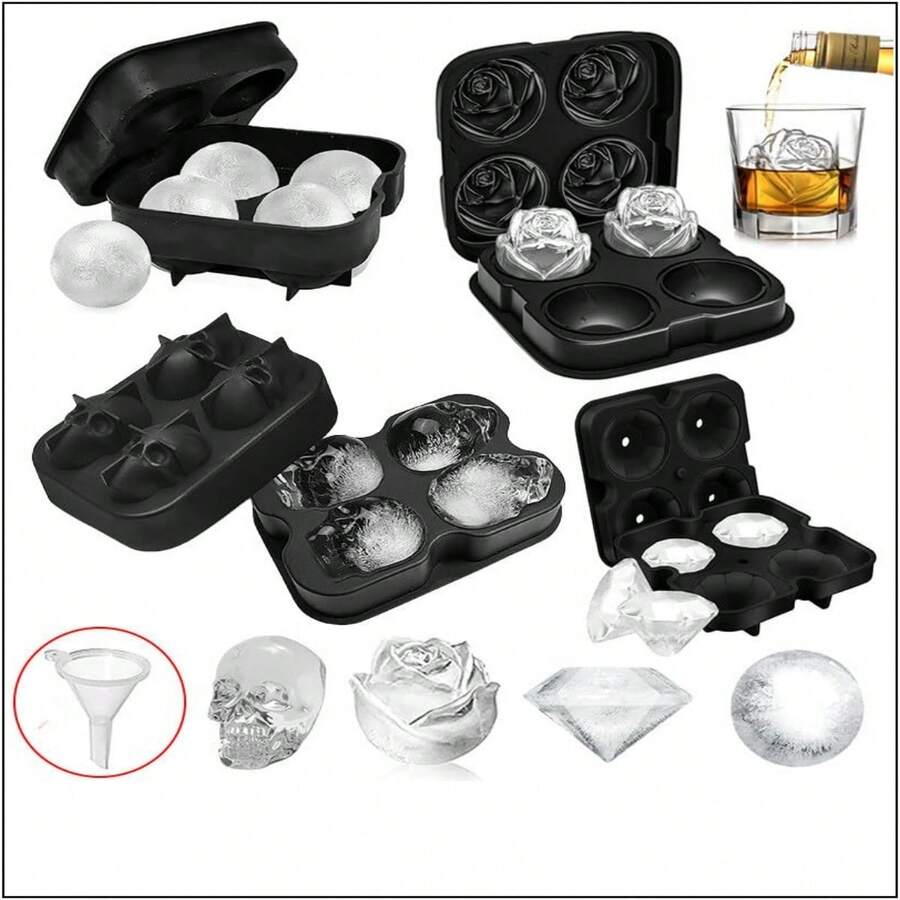 1個4 Cavity圓形矽膠模具-巧克力模具-冰模具，製冰盒製作模具。