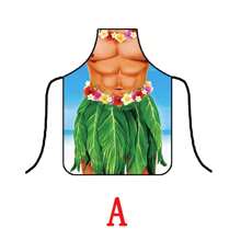 1pc 3D Cartoon Creative Hawaiian Pattern Apron For BBQ Party, Personalized Apron For Kitchen - Multicolor - View 11