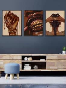 3 Áp phích vải có khung - Tranh sơn dầu nghệ thuật hiện đại về người đàn ông châu Phi, người phụ nữ gợi cảm, tay, răng, miệng, đầu và chân. Món quà lý tưởng cho phòng ngủ, phòng khách, phòng ăn, nhà bếp, khách sạn, học tập, hành lang, văn phòng, hoặc quán cà phê. Trang trí hoàn hảo cho bức tường và phòng. - Nhiều màu - Xem 6