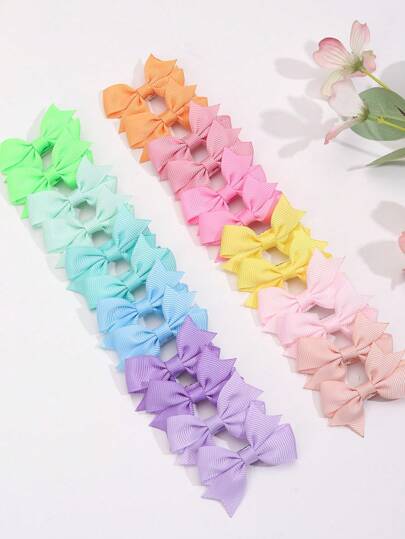 24pcs Floral Polyester Fiber Bow Hair Clips,Alligator Clips Hair Bows,Suitable For Party Daily Gifts