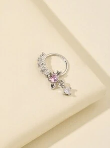 女士 CZ 心形吊坠鼻环高品质铜鼻环首饰身体穿孔首饰情人节、妈妈、母亲、母亲节、礼物 - 彩色 - 查看 4