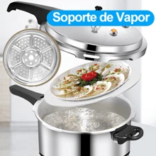 7L Olla de Presión Express de Aluminio 7 Litros de Ollas Sopa Carnes con 8 Sistemas de Antiadherente Vaporera Electrodoméstico de Cocina Compatible Estufa De Gas más para Cocina - Plateado - Ver 8
