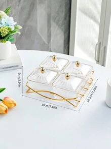 1 Stück Mehrzweck Snack-Servier-Set - Plastik Quadratischer Trockenobst & Nuss Teller mit Eisenständer für Zuhause, Wohnzimmer und Couchtisch, Weihnachtsgeschenk