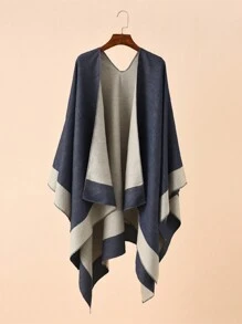 1pc Ladies' Multi-Color Reversible Shawl, Thermal Winter Wrap For Travel And Shopping - Multicolor - View 17