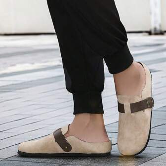 Men's Brown Slip-On Slippers, Casual Retro Mules Sandals