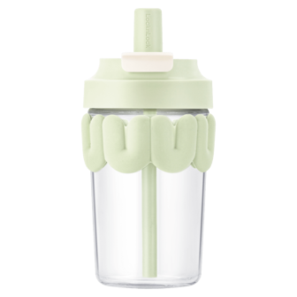 LocknLock Marshmallow Glass Cup With Straw, High-Quality Milk And Coffee Cup