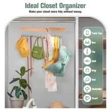 HMSEC 2 Pack Bra Hanger, Space Saving Belt Hanger For Closet With 20 Metal Hooks, Tank Top Hanger Tie Rack For Men Closet Organizers And Storage Hanging For Sport Bra, Belt, Tie, Scarf, Lingerie Dress Shorts Jeans Storage - Wood Color - View 4