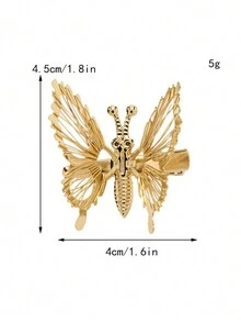 金属金色镂空蝴蝶发夹抖动翅膀可爱ins复古女生动物发夹发夹头饰 - 彩色 - 查看 11