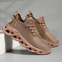 Men's Lightweight Running Shoes, Breathable Mesh Casual Sneakers With Shock Absorption, Ideal For Outdoor Activities