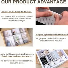 5 件可调节 DIY 抽屉整理隔断套装，适用于凌乱的厨房、浴室、卧室、办公室，整理餐具、化妆品、连衣裙、书桌和盒子（可自由切割）装饰品装饰节日装饰房间装饰家居装饰卧室装饰连衣裙裤子鞋子牛仔裤靴子裙子卧室，收纳盒，家居收纳，女式白色 T 恤，女式黑色裤子，女士冬装，连衣裙， - 彩色 - 查看 5