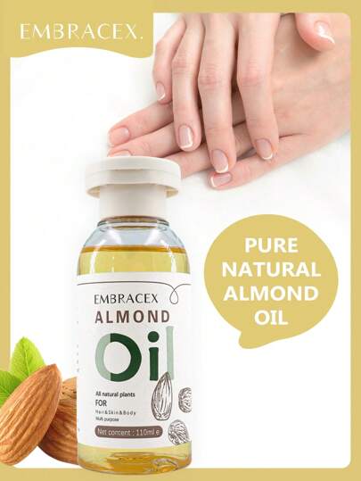EMBRACEX. 110ml Almond Oil Essential Oils Massage Carrier Oils Base Oil Natural Ingredients Selection Of Natural Plant Raw Materials Moisturize And Care Skin Improve Rough Soft Skin Easy To Absorb Bright Hair Friends Gift Birthday Gift