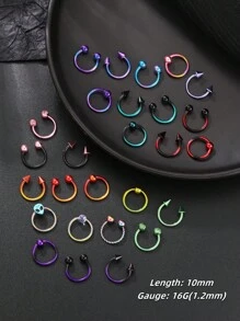 3入組Y2K風格彩色鼻環馬蹄鼻鉤耳環16g不鏽鋼鼻環唇環鉸鏈鼻環穿刺飾品，鼻環按鈕，鼻環環狀彎曲穿刺飾品，適用於鼻環、軟骨環、耳垂、耳弓、耳環。女士、男士萬聖節穿刺身體飾品，適用於派對、約會、日常穿著 - 彩色 - 查看 2